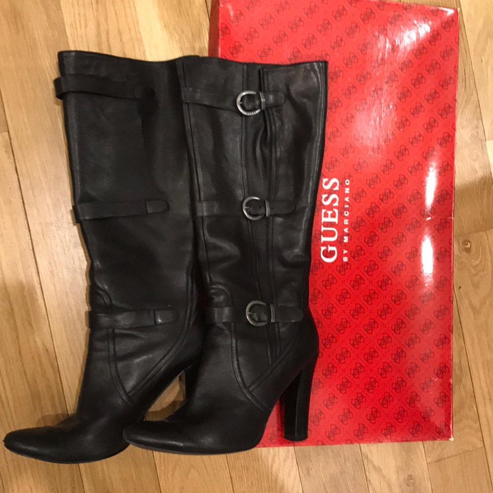 Guess - Tall Black Boots with Buckles
